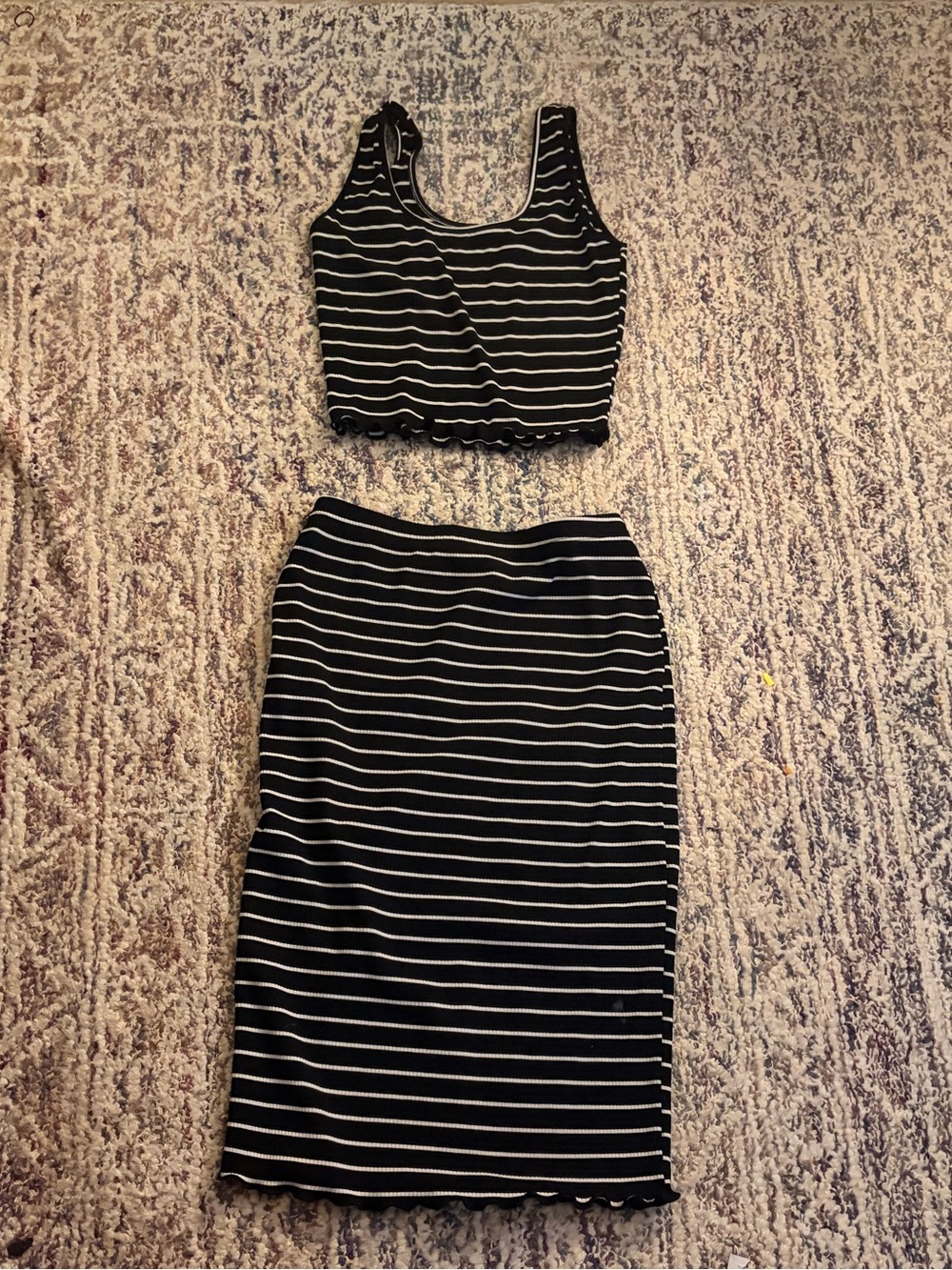 Striped Black & White Pencil Skirt - Women's